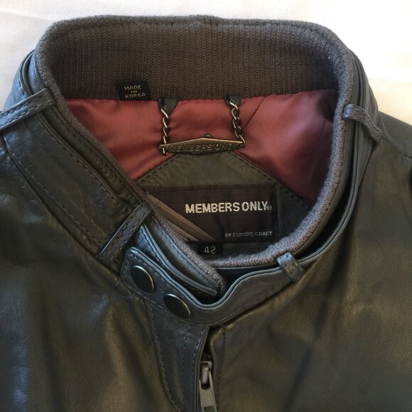 VINTAGE MEMBERS ONLY LEATHER JACKET MENS 42 FULL ZIP GRAY - Picture 9 of 16